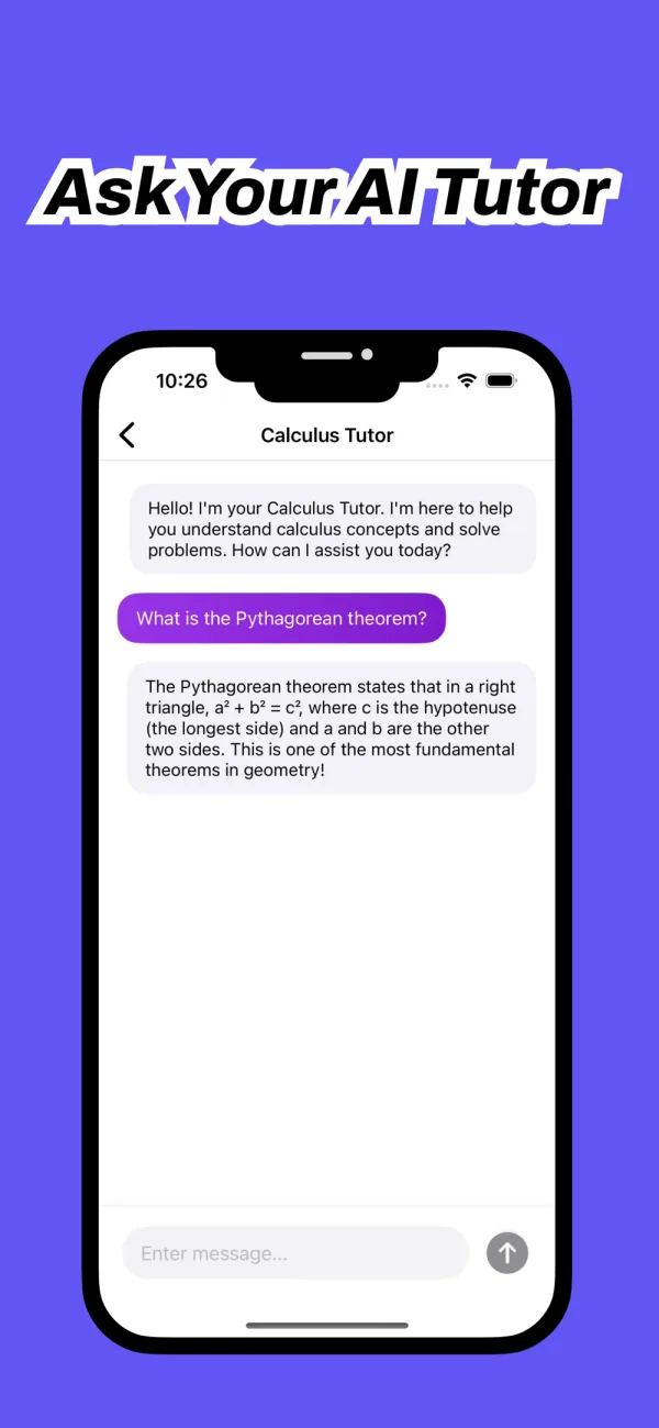 Chat screen with the calculus tutor answering a question